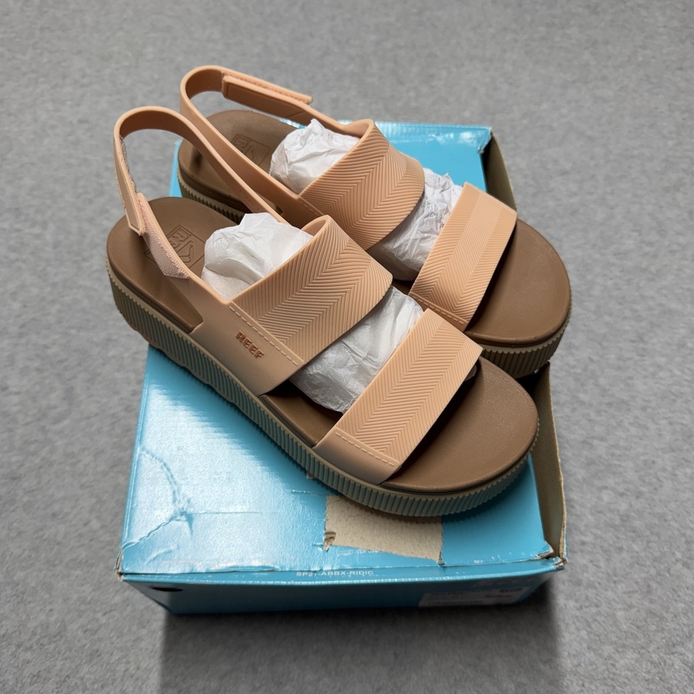 Reef Water Vista Higher Sandals Womens 10 Beige Tan Platform Slingback Water
